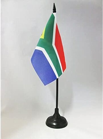 AZ FLAG South Africa Table Flag 4'' x 6'' - South African Desk Flag 15 x 10 cm - Black Plastic Stick and Base in Saudi Arabia