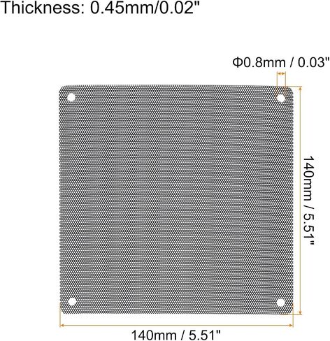 MECCANIXITY 6 قطع من فلتر الغبار PC، 140 × 140 مم PVC حافظة كمبيوتر تبريد غطاء شبكي مقاوم للغبار شوايات مروحة لمكبرات صوت هيكل الكمبيوتر، أسود in Kuwait