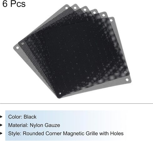 MECCANIXITY 6 قطع من فلتر الغبار PC، 140 × 140 مم PVC حافظة كمبيوتر تبريد غطاء شبكي مقاوم للغبار شوايات مروحة لمكبرات صوت هيكل الكمبيوتر، أسود in Kuwait