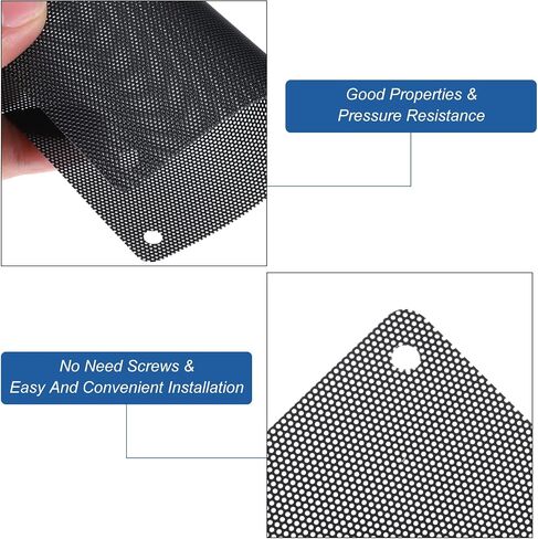 MECCANIXITY 6 قطع من فلتر الغبار PC، 140 × 140 مم PVC حافظة كمبيوتر تبريد غطاء شبكي مقاوم للغبار شوايات مروحة لمكبرات صوت هيكل الكمبيوتر، أسود in Kuwait