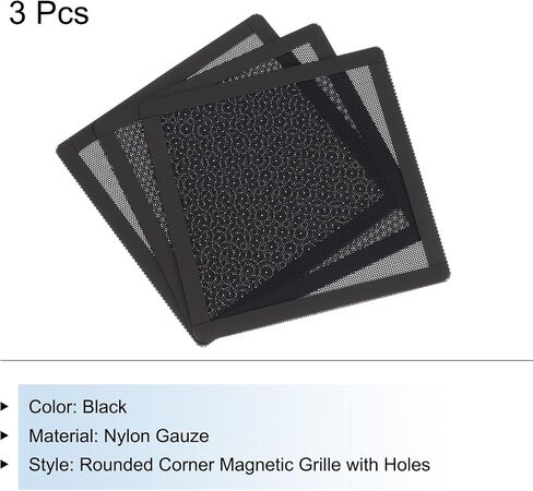 MECCANIXITY 3PCS PC Dust Filter, 140x140mm Magnetic Frame PVC Computer Case Cooler Dustproof Mesh Cover Fan Grills for Computer Chassis Speakers, Black in Saudi Arabia