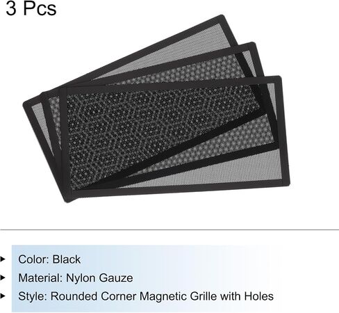 MECCANIXITY 3 قطع فلتر غبار PC، 280 × 140 مم إطار مغناطيسي PVC حافظة كمبيوتر تبريد غطاء شبكي مقاوم للغبار شوايات مروحة لمكبرات صوت هيكل الكمبيوتر، أسود in Saudi Arabia