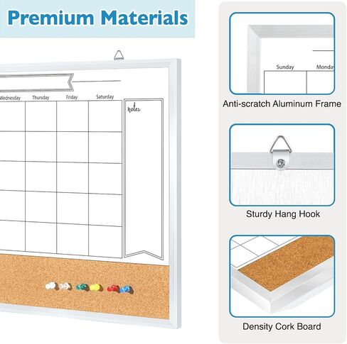 سبورة بيضاء DumanAsen، سبورة بيضاء مغناطيسية قابلة للمسح الجاف مقاس 16 × 24 بوصة للجدار، لوحة عرض محمولة للمنزل والمكتب، بما في ذلك العلامات والممحاة وأجهزة التعليق in Kuwait