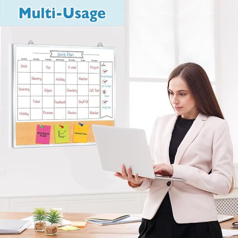 سبورة بيضاء DumanAsen، سبورة بيضاء مغناطيسية قابلة للمسح الجاف مقاس 16 × 24 بوصة للجدار، لوحة عرض محمولة للمنزل والمكتب، بما في ذلك العلامات والممحاة وأجهزة التعليق in Kuwait