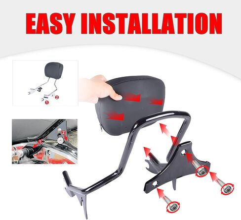 مسند ظهر سيسي بار قابل للفصل، مسند ظهر خلفي للركاب مع وسادة متوافقة مع Harley Touring Street Glide Road King Electra Glide 2009-2023 in Kuwait