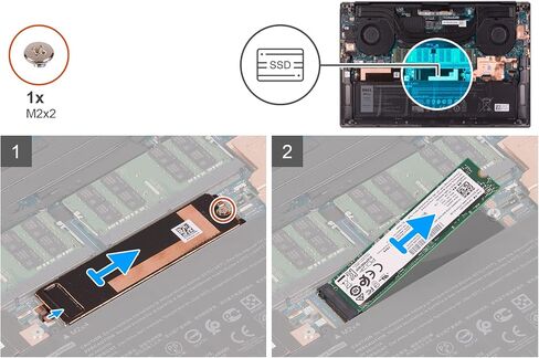 غطاء مبدد حرارة محرك الأقراص الصلبة M.2 Slot 2 SSD مع حرارة لجهاز Dell XPS 15 9530 & Precision 5580، Dell XPS 15 9530 SSD Heatsink P/N: 4MX20 04MX20، لـ SSD-R in Saudi Arabia