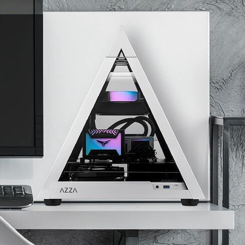 عزة CSAZ-804V حافظة كمبيوتر هرمية مبتكرة مع مروحة RGB، أسود in Saudi Arabia