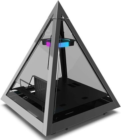 عزة CSAZ-804V حافظة كمبيوتر هرمية مبتكرة مع مروحة RGB، أسود in Saudi Arabia