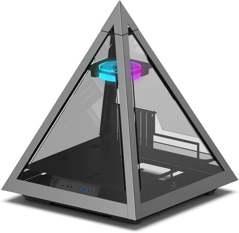 عزة CSAZ-804V حافظة كمبيوتر هرمية مبتكرة مع مروحة RGB، أسود in Saudi Arabia