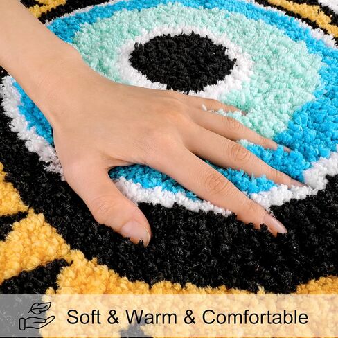LIVEBOX Evil Eye Bathroom Rug, 20''x32'' Soft Absorbent Bath Mat Washable Microfiber Bath Rugs for Shower, Non-Slip Black Kitchen Rug Thick Shaggy Bathroom Mat for Tub in Saudi Arabia