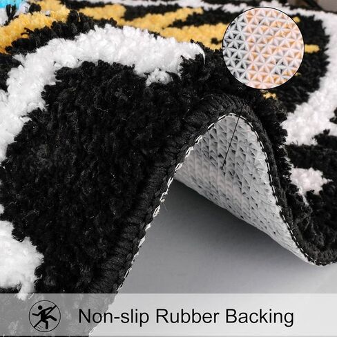 LIVEBOX Evil Eye Bathroom Rug, 20''x32'' Soft Absorbent Bath Mat Washable Microfiber Bath Rugs for Shower, Non-Slip Black Kitchen Rug Thick Shaggy Bathroom Mat for Tub in Saudi Arabia