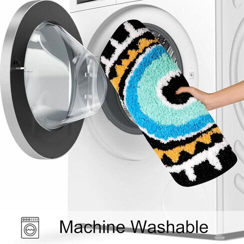 LIVEBOX Evil Eye Bathroom Rug, 20''x32'' Soft Absorbent Bath Mat Washable Microfiber Bath Rugs for Shower, Non-Slip Black Kitchen Rug Thick Shaggy Bathroom Mat for Tub in Saudi Arabia