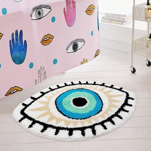 سجادة حمام LIVEBOX عين الشر، 20 بوصة × 32 بوصة، سجادة حمام ناعمة ماصة قابلة للغسل، سجاد حمام من الألياف الدقيقة للاستحمام، سجادة مطبخ سوداء غير قابلة للانزلاق، سجادة حمام سميكة أشعث لحوض الاستحمام in Kuwait