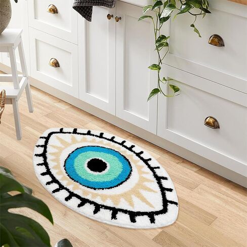 سجادة حمام LIVEBOX عين الشر، 20 بوصة × 32 بوصة، سجادة حمام ناعمة ماصة قابلة للغسل، سجاد حمام من الألياف الدقيقة للاستحمام، سجادة مطبخ سوداء غير قابلة للانزلاق، سجادة حمام سميكة أشعث لحوض الاستحمام in Kuwait