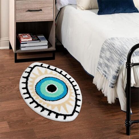 سجادة حمام LIVEBOX عين الشر، 20 بوصة × 32 بوصة، سجادة حمام ناعمة ماصة قابلة للغسل، سجاد حمام من الألياف الدقيقة للاستحمام، سجادة مطبخ سوداء غير قابلة للانزلاق، سجادة حمام سميكة أشعث لحوض الاستحمام in Kuwait