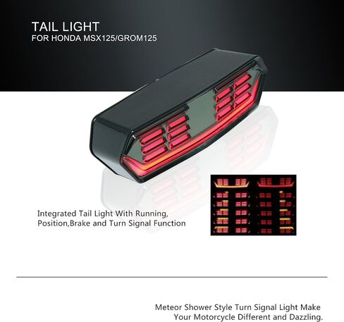 مصابيح خلفية متكاملة لإشارة الانعطاف LED من نوع التدفق الجديد لسيارة Honda MSX 125 SF/GROM 125 2013-2023 / CBR 650F / CTX 700 / CTX 700N (الموديل B) in Kuwait
