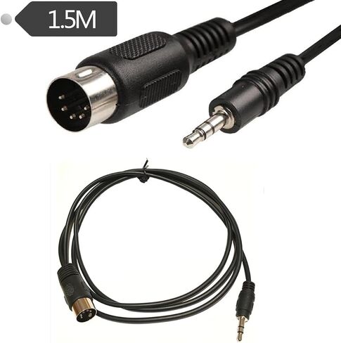 كابل MIDI 5 Pin Din إلى 3.5 مم (1/8 بوصة) كابل صوت ستيريو TRS جاك ذكر ستيريو لمكبر الصوت، ومكبر الصوت، والمزيج، ولوحة مفاتيح MIDI (كابل MIDI بخمسة أقدام - 5 أقدام) in Kuwait