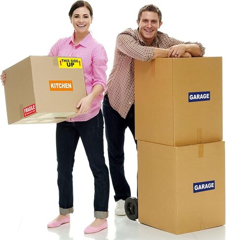 1.6" x 3.6" Large Removable Home Moving Box Labels - 540 Count Color-Coding House Packing Stickers - Include Fragile Blank Stickers, 4 Bedroom House Pack in Saudi Arabia