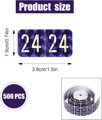 500 قطعة من ملصقات 2024 سنة، 3/4x1-1/2 بوصة 24 سنة ملصقات مستطيلة مشفرة ملونة ملصقات ذاتية اللصق لمجلد الملفات للعام لتصنيف ملفات اللوازم المكتبية (أخضر) in Kuwait