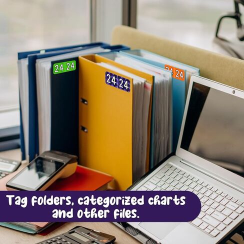 500 قطعة من ملصقات 2024 سنة، 3/4x1-1/2 بوصة 24 سنة ملصقات مستطيلة مشفرة ملونة ملصقات ذاتية اللصق لمجلد الملفات للعام لتصنيف ملفات اللوازم المكتبية (أخضر) in Kuwait