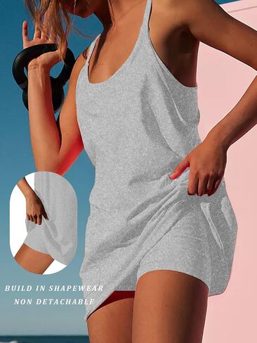 Womens Tennis Dress Workout Mini Dress Exercise Dress for Golf Shorts Sleeveless Spaghetti Straps Athletic Dresses for Women in Saudi Arabia