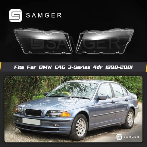 Samger 2 قطعة الجانب الأيسر الأيمن المصباح الأمامي عدسة واضحة غطاء عدسة استبدال لسيارات BMW E46 320i/325i/325xi/330i/330xi 1998 1999 2000 2001 4 أبواب in Kuwait