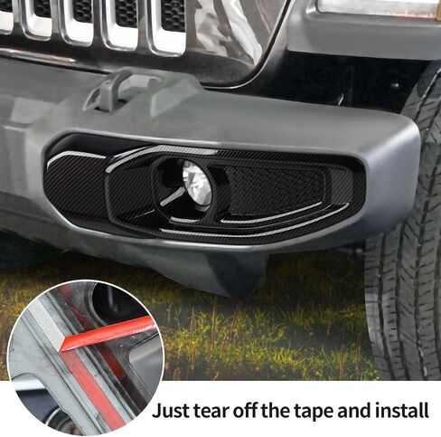 مصباح الضباب الأمامي Hoolcar والمصد الأمامي غطاء مضاد للتصادم متوافق مع Jeep Wrangler JL JLU & Gladiator JT 2018-2023، ألياف الكربون، الملحقات الخارجية in Kuwait