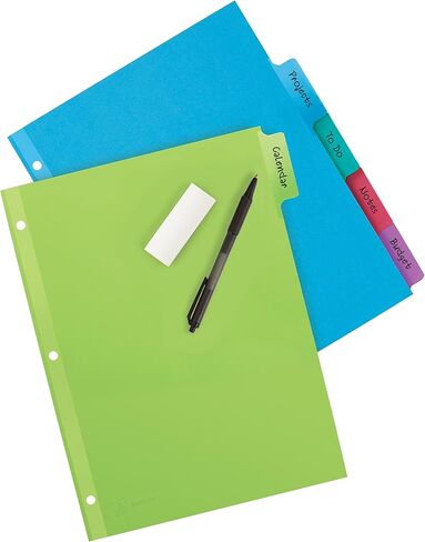 Avery Big Tab Write & Erase Dividers, 5 Multicolor Tabs, 1 Set (23180) in Saudi Arabia