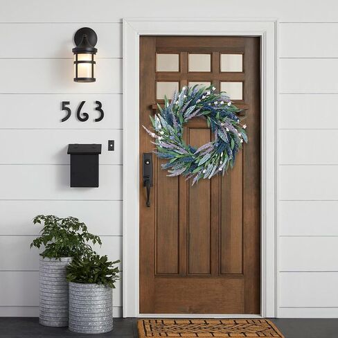 Tempus 20" Artificial Lavender Green Leaf Wreath Spring/Summer for Front Door Porch Wall Window Summer Wedding Garden Office Decor (Purple) in Saudi Arabia