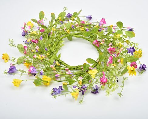 إكليل الزهور الاصطناعية مع أوراق التوت الخضراء إكليل الزهور البرية للربيع والصيف للباب الأمامي لتزيين حفلات الزفاف، 12 بوصة (2) in Kuwait