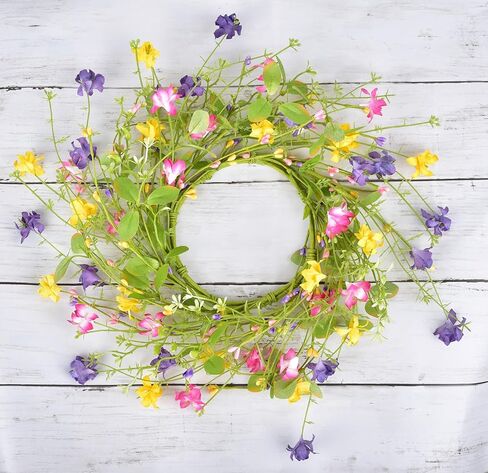 إكليل الزهور الاصطناعية مع أوراق التوت الخضراء إكليل الزهور البرية للربيع والصيف للباب الأمامي لتزيين حفلات الزفاف، 12 بوصة (2) in Kuwait