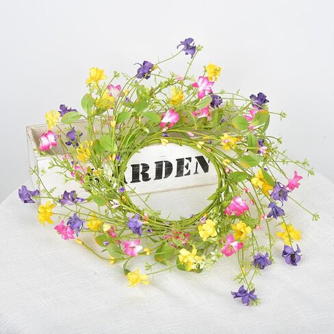 إكليل الزهور الاصطناعية مع أوراق التوت الخضراء إكليل الزهور البرية للربيع والصيف للباب الأمامي لتزيين حفلات الزفاف، 12 بوصة (2) in Kuwait