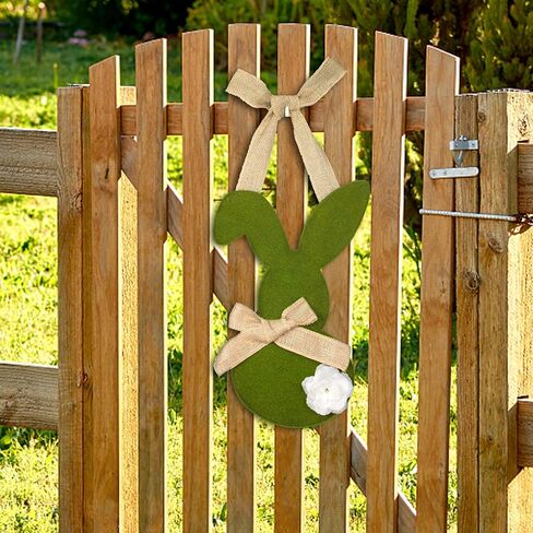 إكليل عيد الفصح، أكاليل أرنب عيد الفصح السعيدة لتزيين الباب الأمامي، زينة جدارية على شكل أرنب عيد الفصح الأخضر للتعليق في الأماكن المغلقة لديكور الربيع (15 بوصة) in Kuwait