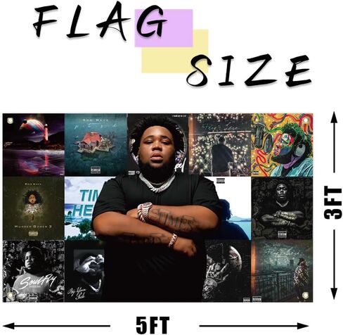 قضيب مغني الراب موجة العلم 3x5 أقدام الجدار شنقا العلم الزخرفية العلم الهيب هوب الملصقات الأزياء جدار فن البوب ​​لغرفة النوم غرفة المعيشة للكلية غرفة النوم ديكور الحفلات في الهواء الطلق الهدايا in Kuwait