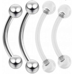 4pc 16 Gauge Curved Barbell Earrings Steel Helix Daith Bridge Stud Rook Lip Ring Tragus Cartilage Eyebrow