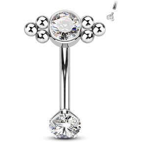 أقراط صخور الحد الأدنى ، G23 Solid Titanium حاجب الحواجب المجوهر