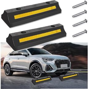 Haqqi 𝙃𝙚𝙖𝙫𝙮 𝘿𝙪𝙩𝙮 Curb Rubber Parking Curb 19 "للمرآب ، وقوف السيارات في السيارات Stop Stopper مصدات الثقيلة للسيارات - 2 عبوة
