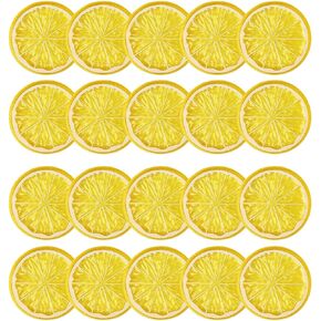 20pcs Mini Simulation Fruit Lemon Slices，Fake Artificial Plastic Fruit Model Decorative Wedding Ornament Festival Decoration，Photography Props，Basket Display Filler Fruit (Yellow)