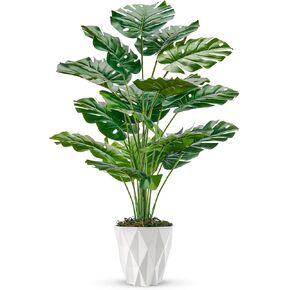 Der Rose 28" Fake Plants Large Artificial Monstera Faux Plants Indoor with White Pot for Home Office Living Room Decor