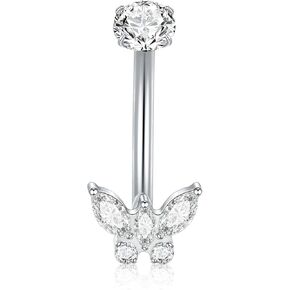 Aumeo Titanium Belly Button Rings 14g 10mm Belly Ring Ring Clay Cz Deiperice Jewelry for Women