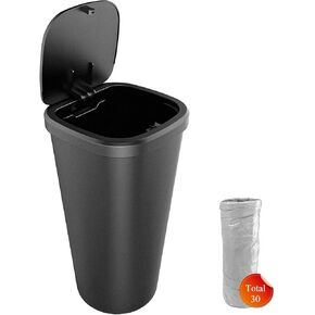 Car Trash Can with Lid, Mini Car Cup Holder Garbage Organizer with 30 Trash Bags, Leakproof & Waterproof Garbage Can Bin for Vehicle Office Home, Universal Car Accessories
