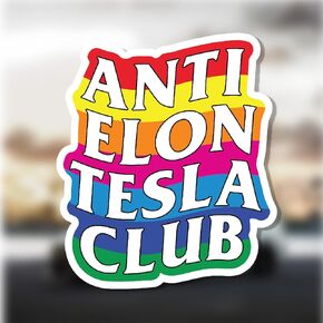 شارات مغنطيس ملونة من نادي Elon Tesla Club (5 × 44 بوصة) - شارات مصد مضحكة قابلة لإعادة الاستخدام لأصحاب Tesla - إكسسوارات أسف للسيارات والشاحنات والمزيد - تصميم مغنطيس متين ومقاوم للماء