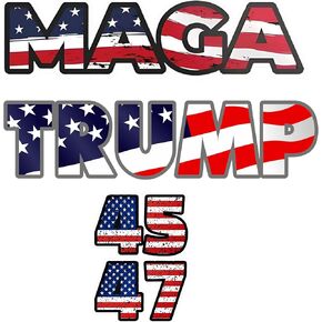 Trump MAGA Stickers with USA Flag Trump 45/47 Stickers,Trump Merchandise Bumper Stickers Decals for Car, Motorcycle, Cup, House, Windows, Laptop