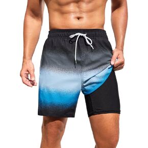 SILKWORLD Men Swim Trunks 6 Inch Quick Dry Swimming Shorts 2 in 1 Summer Swimwear Bathing Suits with Zipper Pockets in Saudi Arabia