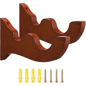 2 Pcs Wooden Curtain Rod Bracket Wood Large Double Bracket Drapery Curtain Rod Holders