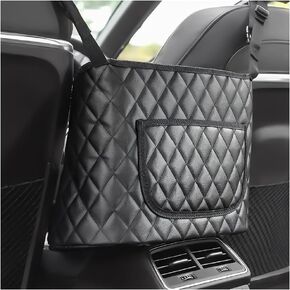 Car Purse Holder Handbag Between Seats, Large Capacity Purse Organizer Front Seat Storage Bag, Auto Seats Leather Handbag Holder Pocket with Buckle Straps, Car Accessories