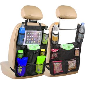 2PCS Car Backseat Organizer, Car Organizers and Storage, Kick Mats Back Seat Protector with Touch Screen Tablet Holder, Universal Road Trip Storage Essentials Car Storage Pocket for Car (2PCS)