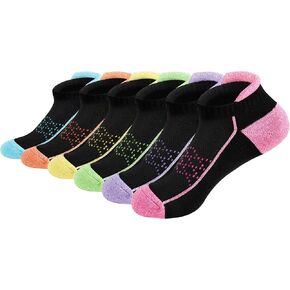 Hepsibah Ankle Socks Women Athletic Socks Cotton Thick Cushioned Low Cut Running Socks 6 Pack