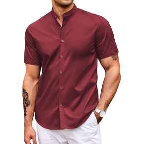 COOFANDY Muscle Fit Dress Shirts for Men Banded Collar Casual Button Down Shirts