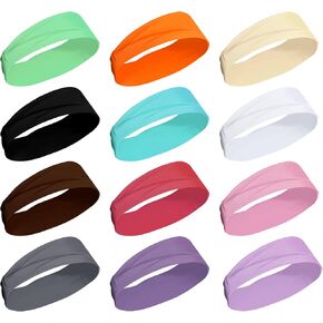 12pcs عصابات رأس غير قسيمة للنساء ناعم عريض عرق العرق رجل نطاقات الشعر مرنة للتمرين اليوغا الجري صالة الألعاب الرياضية